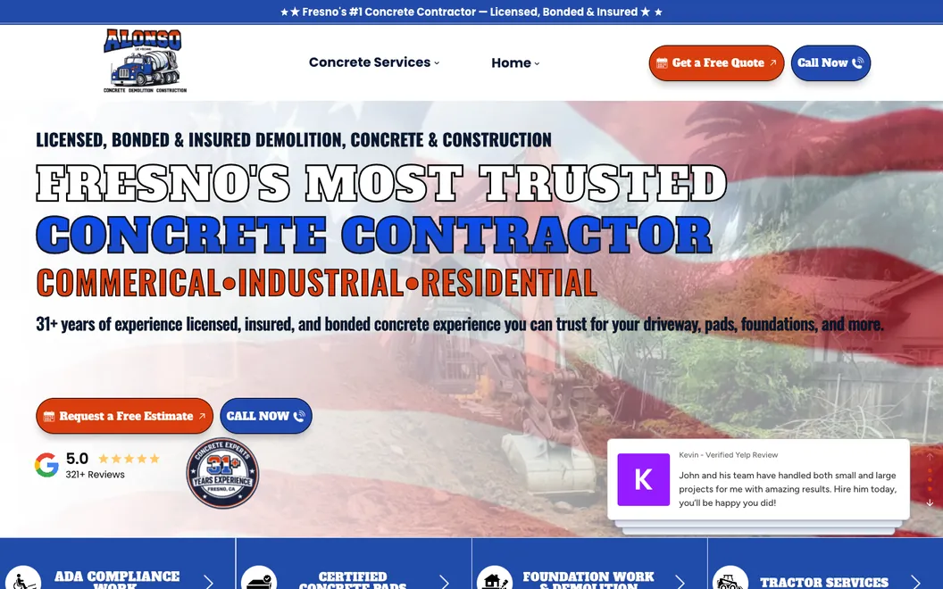 John Alonso Concrete homepage