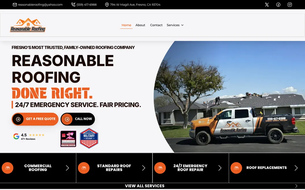Reasonable Roofing homepage